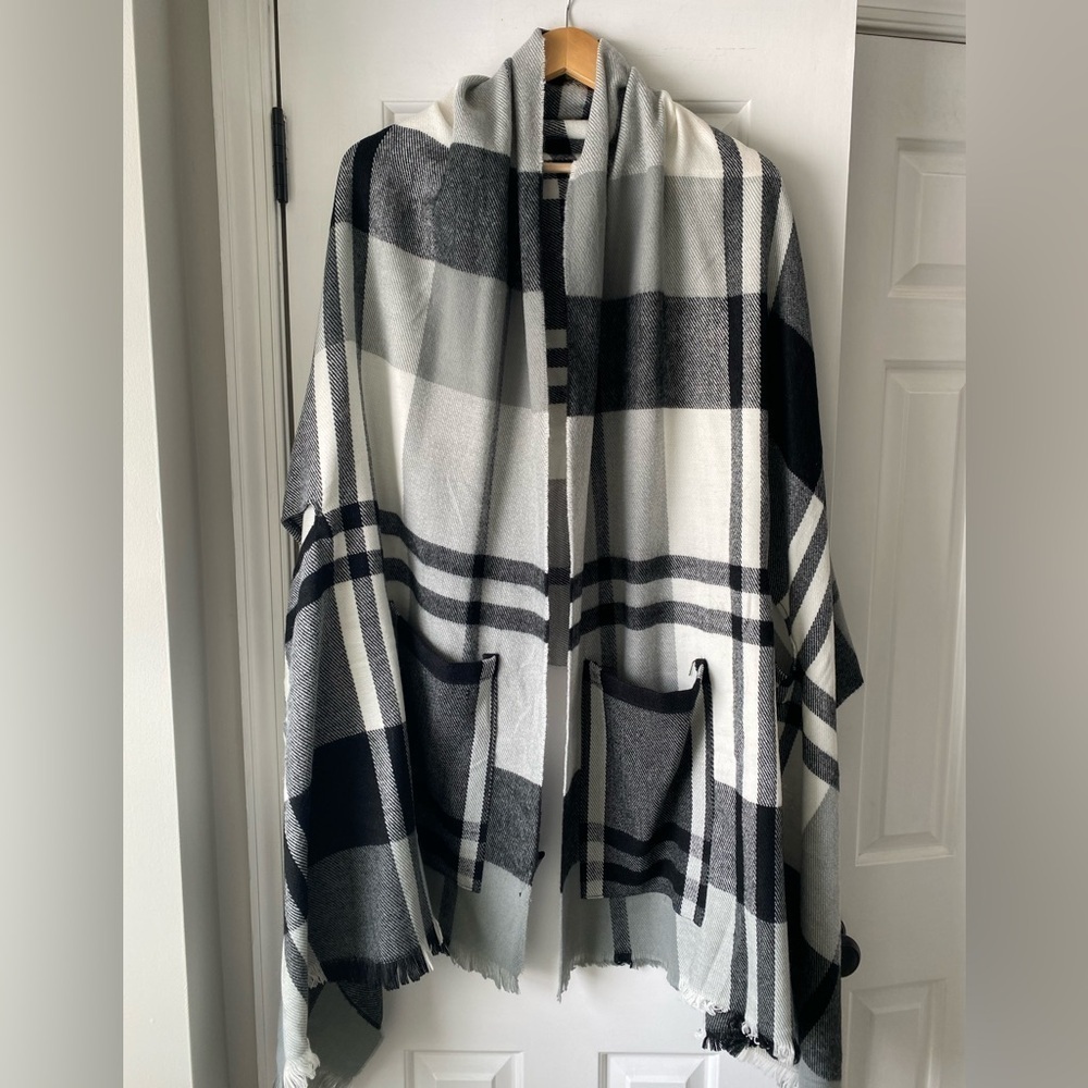 Buffalo Plaid Shawl Jacket OS